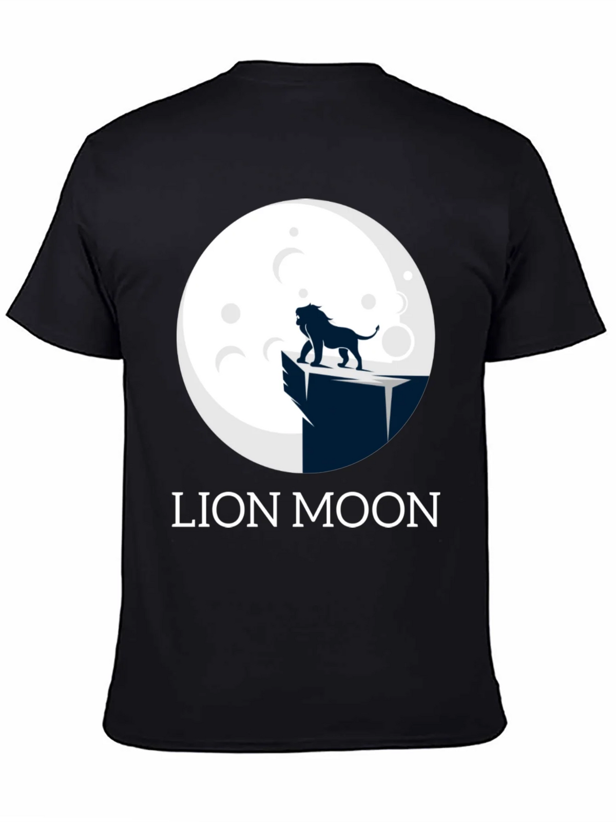 Lion Moon Graphic T-Shirt - Black Cotton Tee product image 4