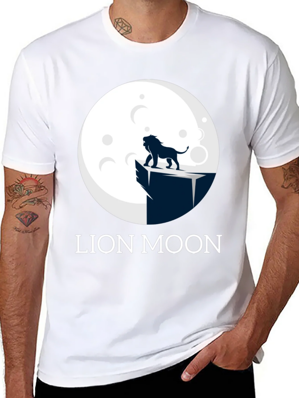 Lion Moon Graphic T-Shirt - Black Cotton Tee product image 7