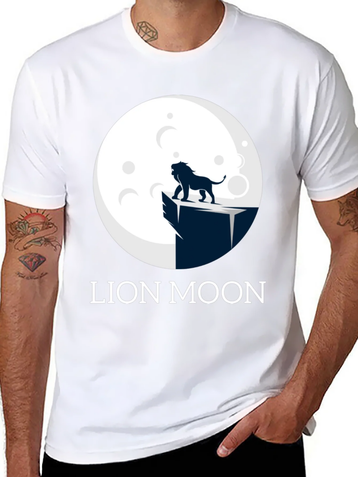Lion Moon Graphic T-Shirt - Black Cotton Tee product image 7