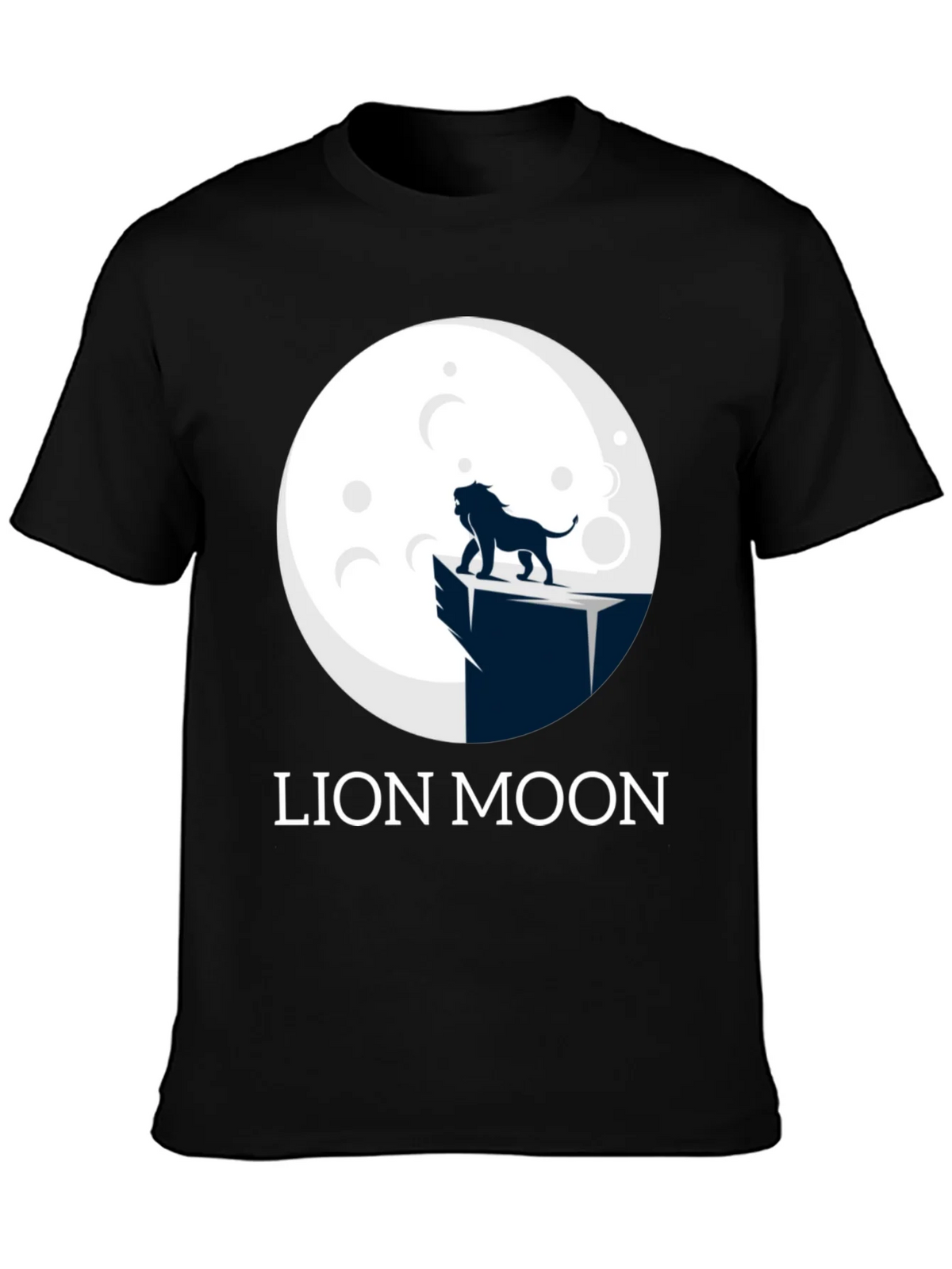 Lion Moon Graphic T-Shirt - Black Cotton Tee product image 3