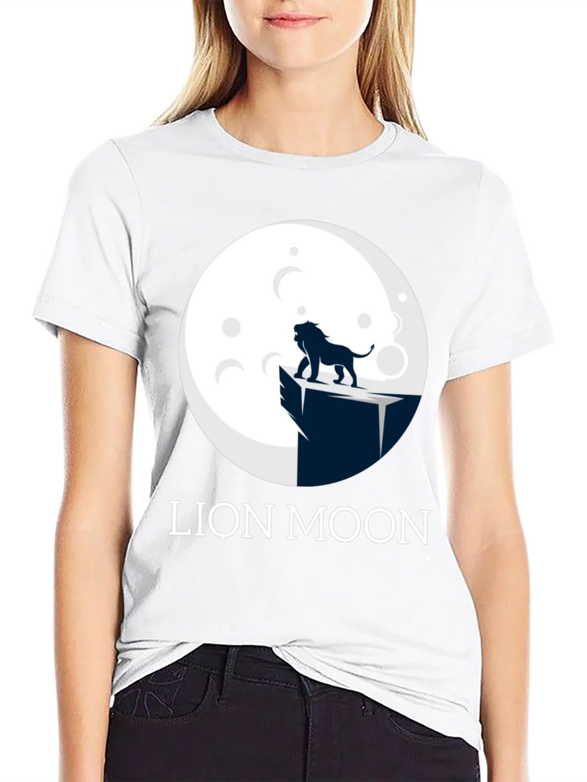 Lion Moon Graphic T-Shirt - Black Cotton Tee product image 8