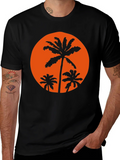 Sunset Palm Tee - Black Graphic T-Shirt product image 1