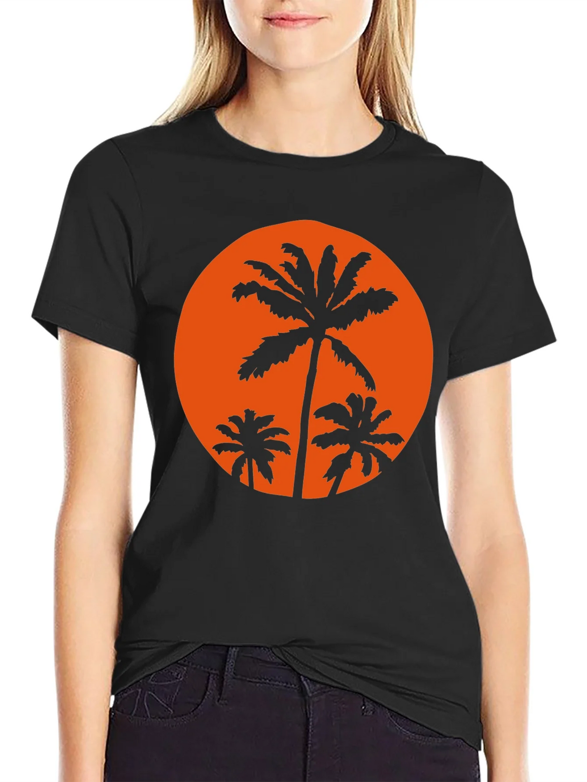 Sunset Palm Tee - Black Graphic T-Shirt product image 2