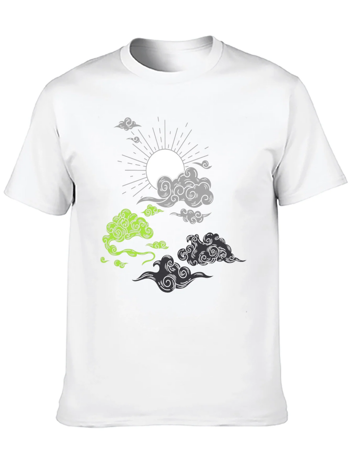 Black T-Shirt with Cloud and Sun Graphic product image 9