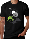 Black T-Shirt with Cloud and Sun Graphic product image 1