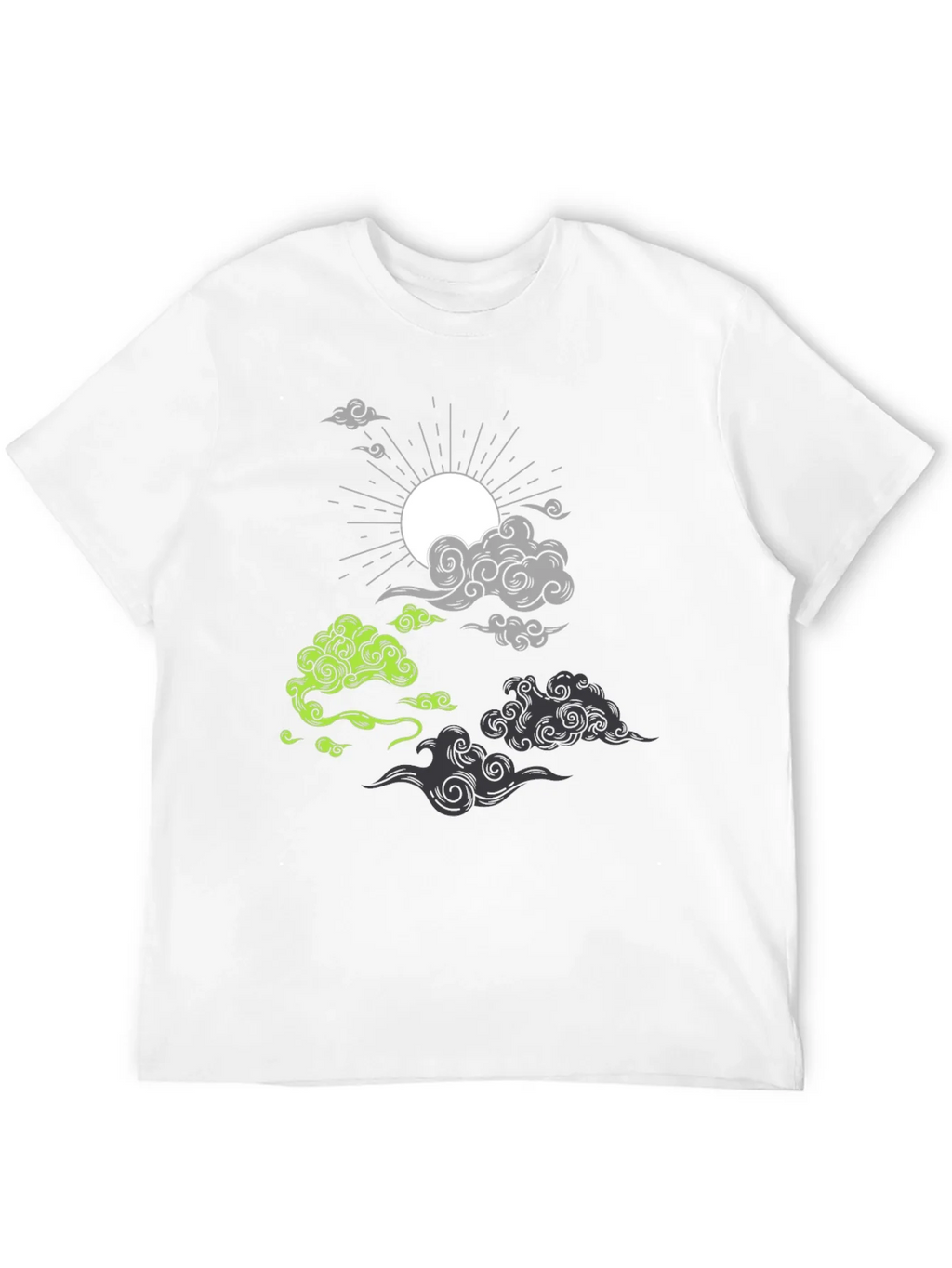 Black T-Shirt with Cloud and Sun Graphic product image 11