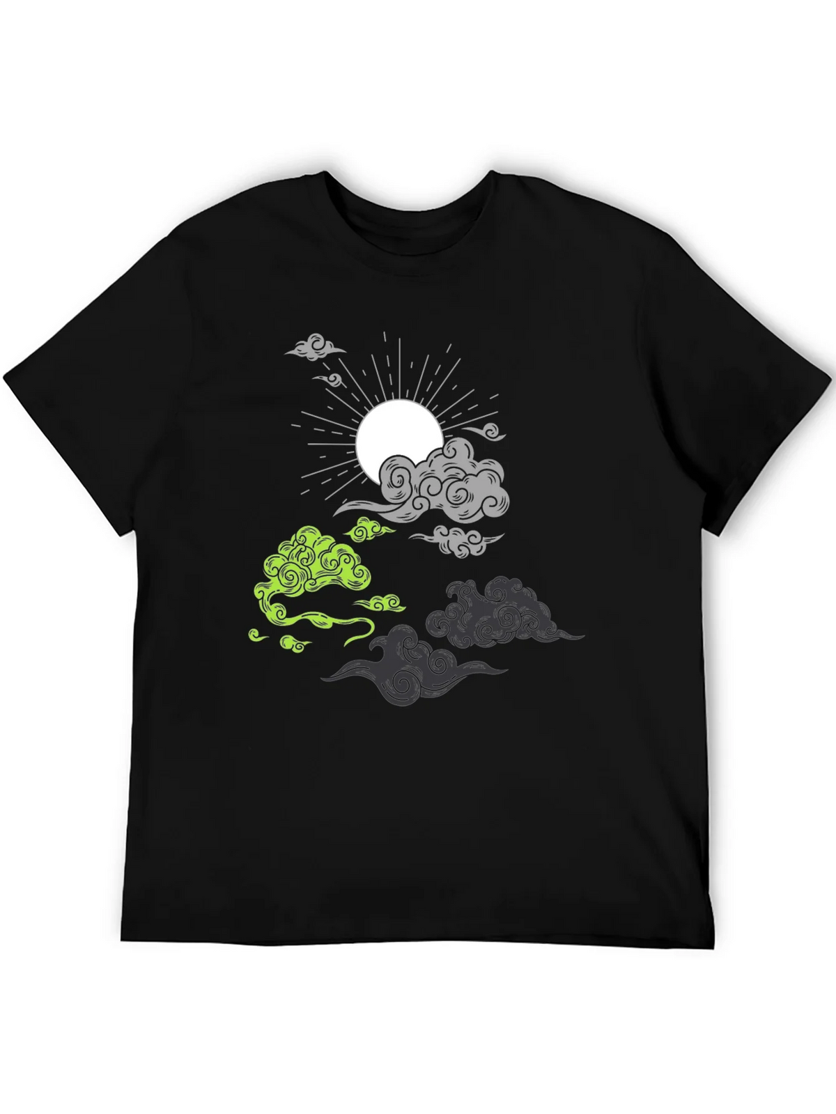 Black T-Shirt with Cloud and Sun Graphic product image 5