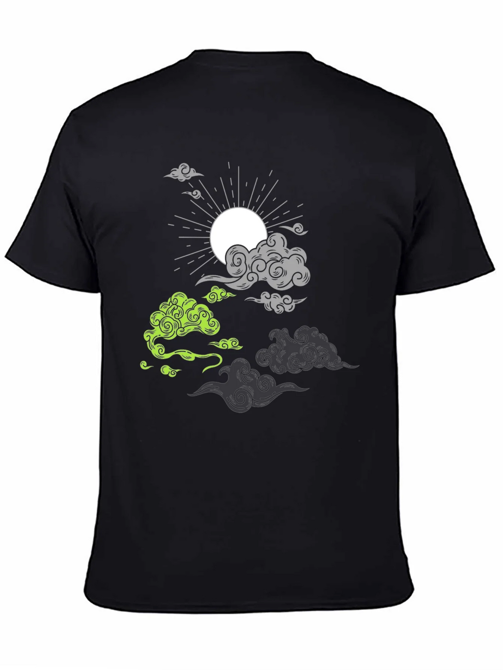 Black T-Shirt with Cloud and Sun Graphic product image 4