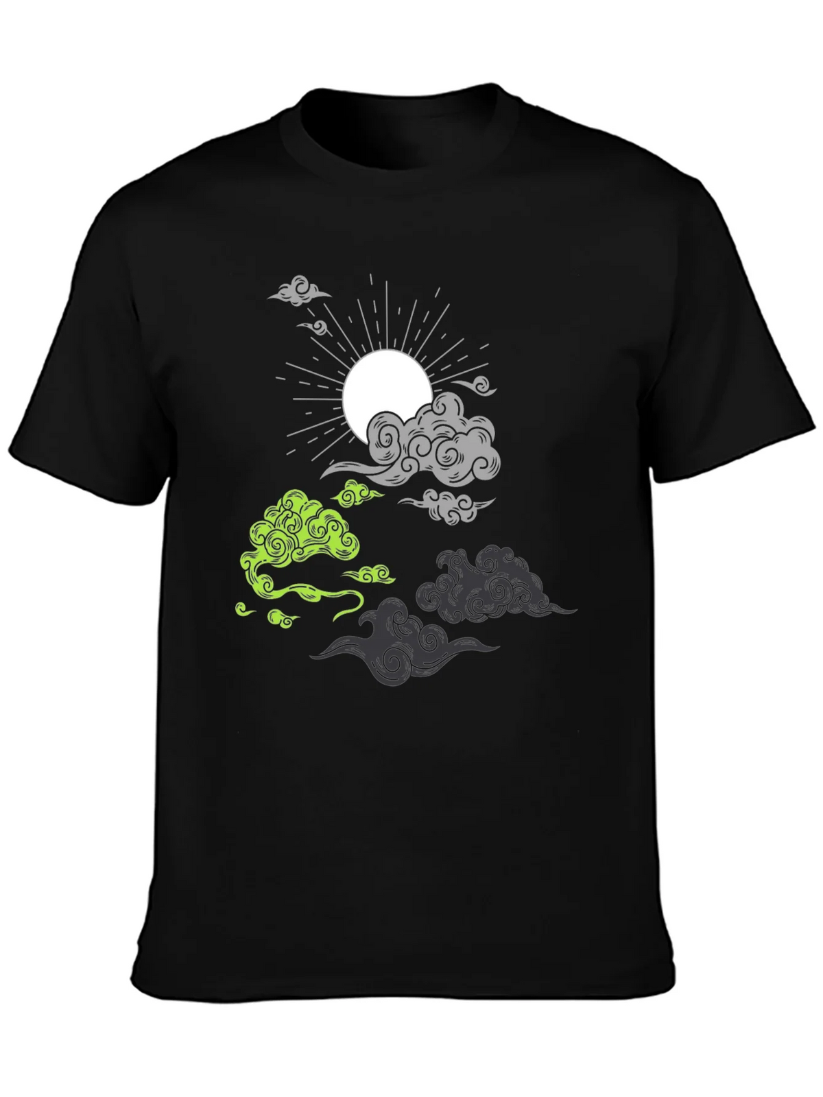 Black T-Shirt with Cloud and Sun Graphic product image 3
