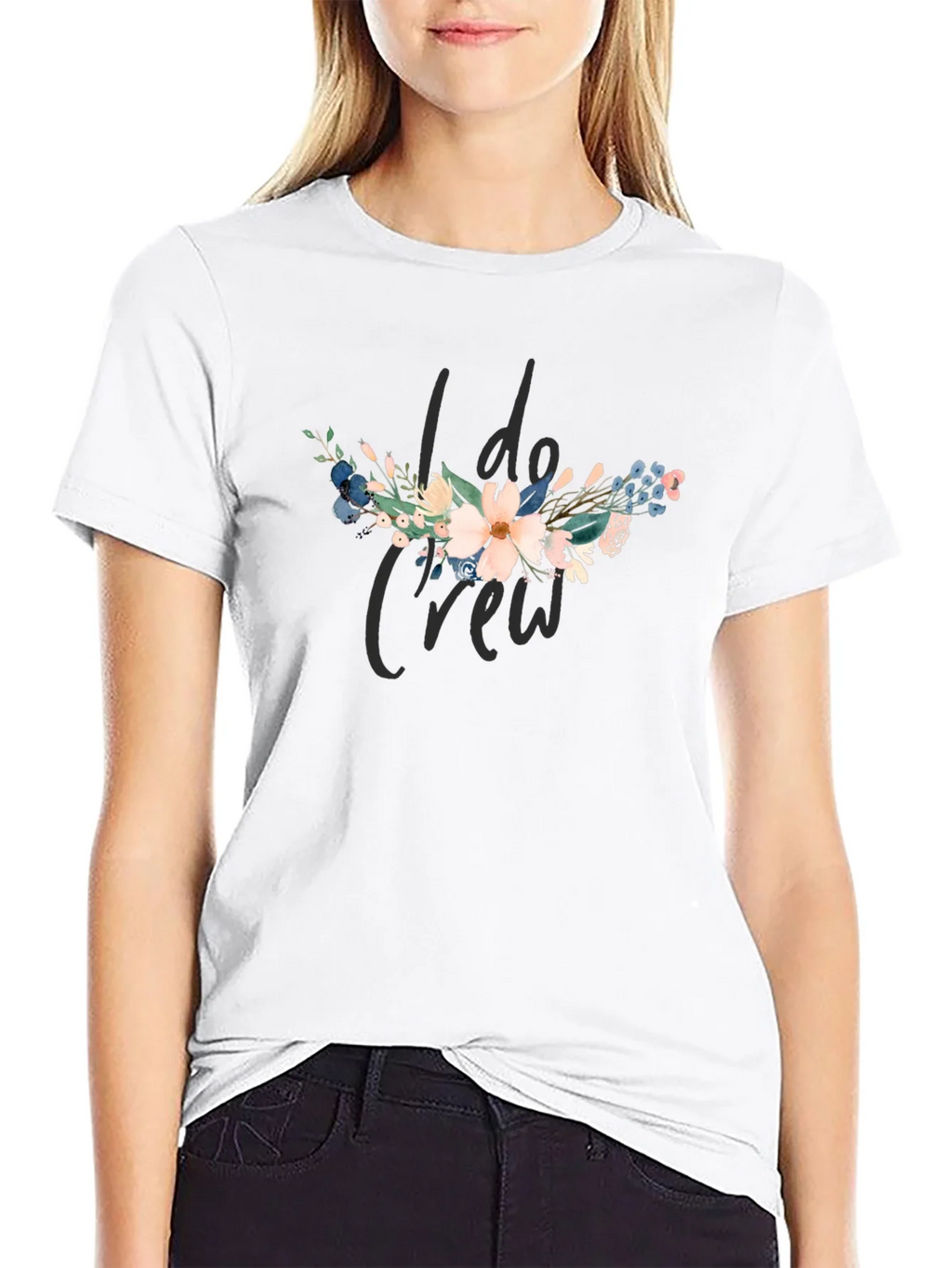 I Do Crew Floral Graphic Black T-Shirt product image 8