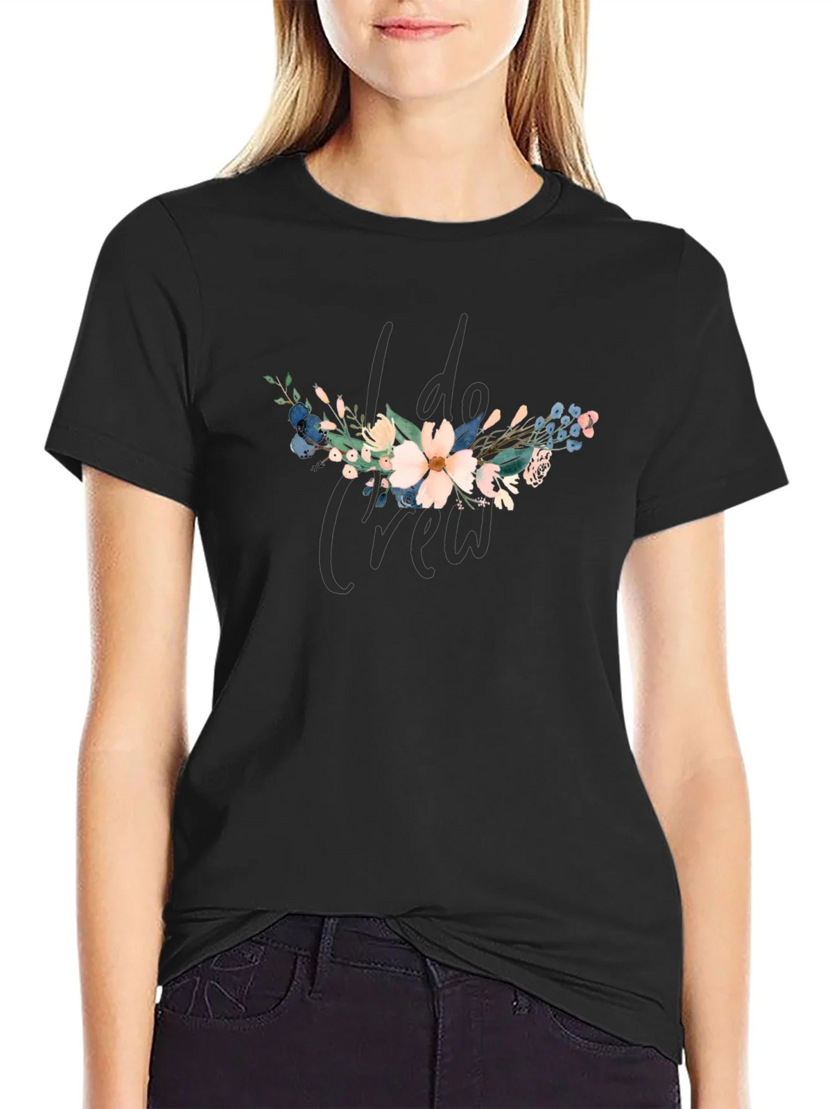 I Do Crew Floral Graphic Black T-Shirt product image 2
