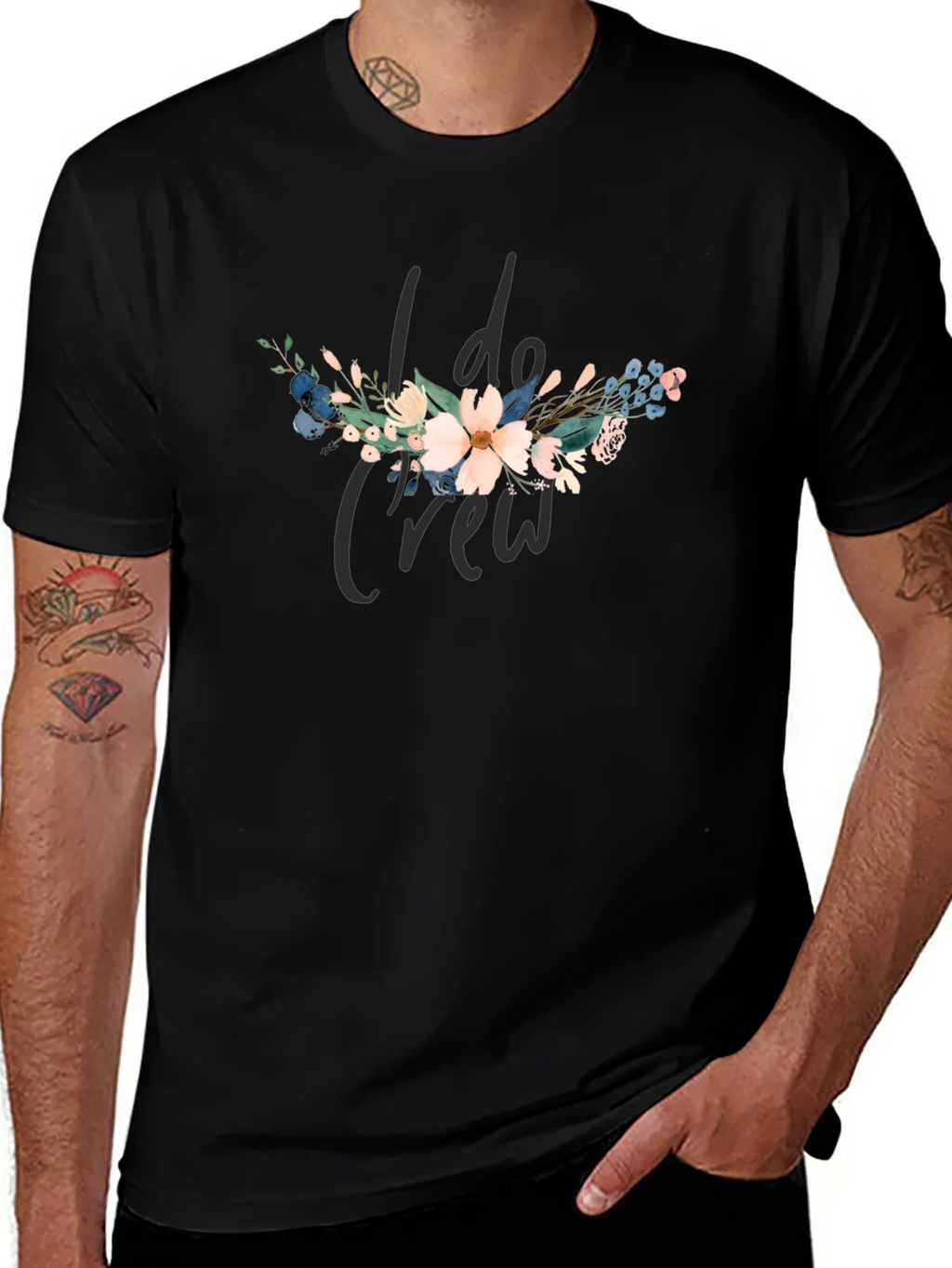 I Do Crew Floral Graphic Black T-Shirt product image 1