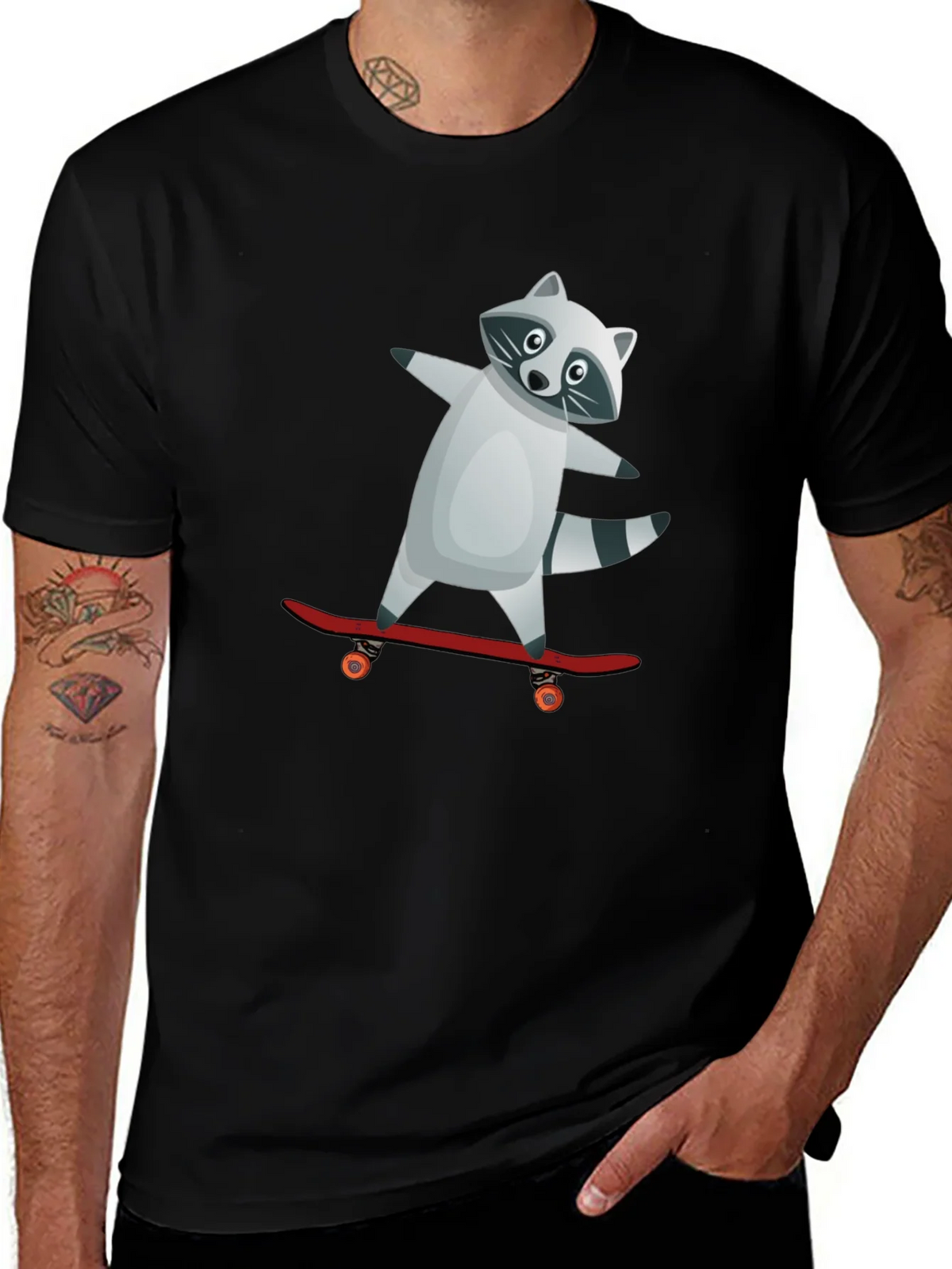 Raccoon Skateboarder Graphic Tee product image 1
