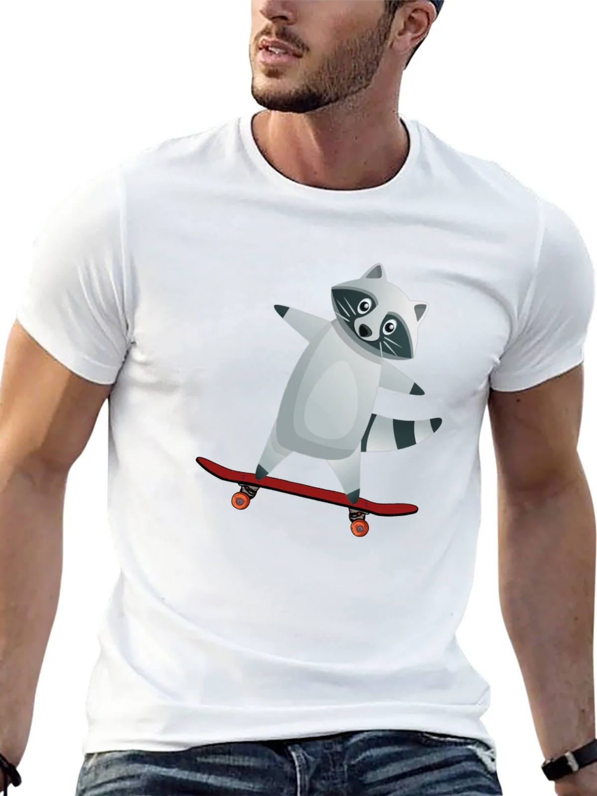 Raccoon Skateboarder Graphic Tee product image 12