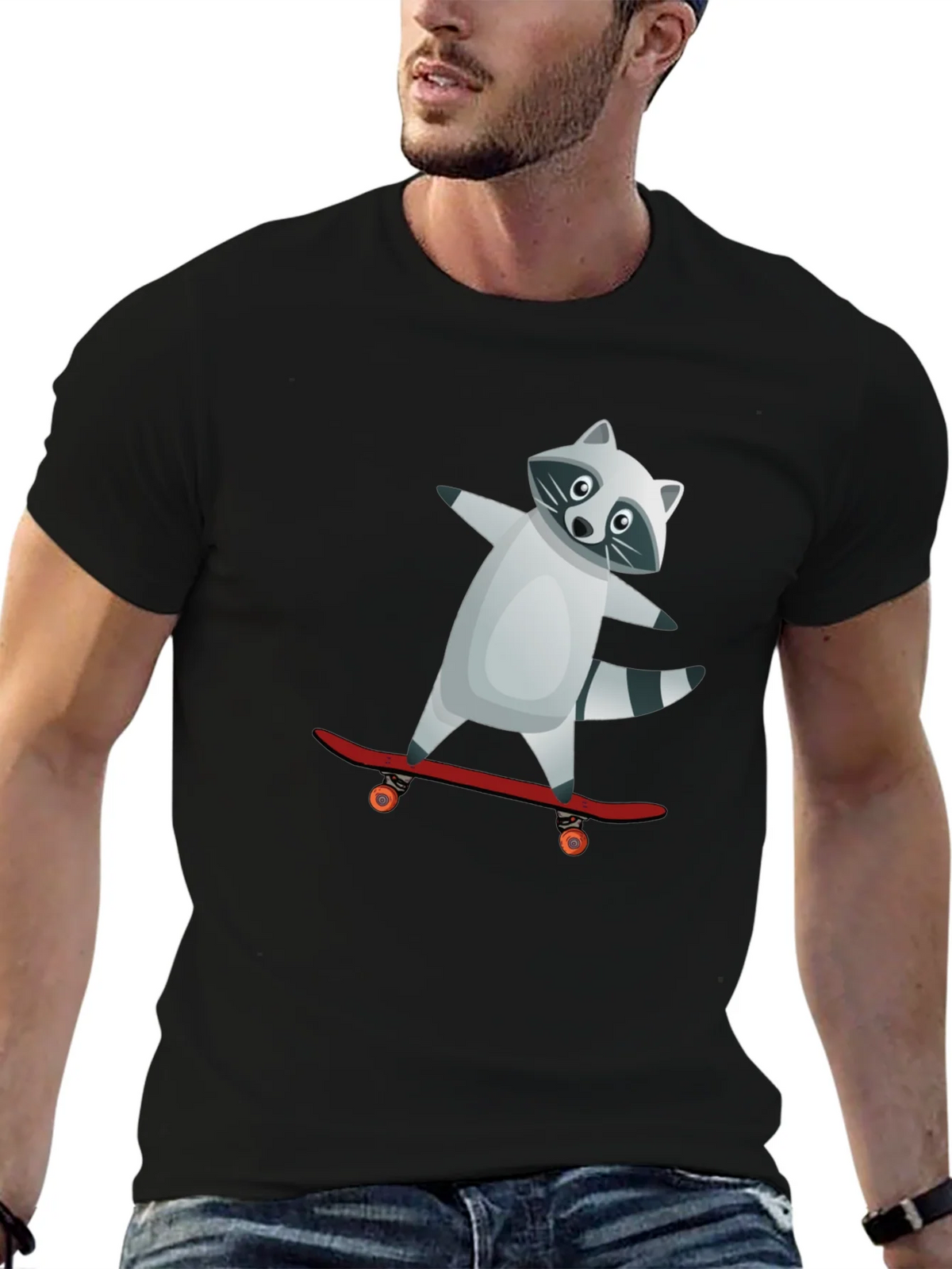 Raccoon Skateboarder Graphic Tee product image 6