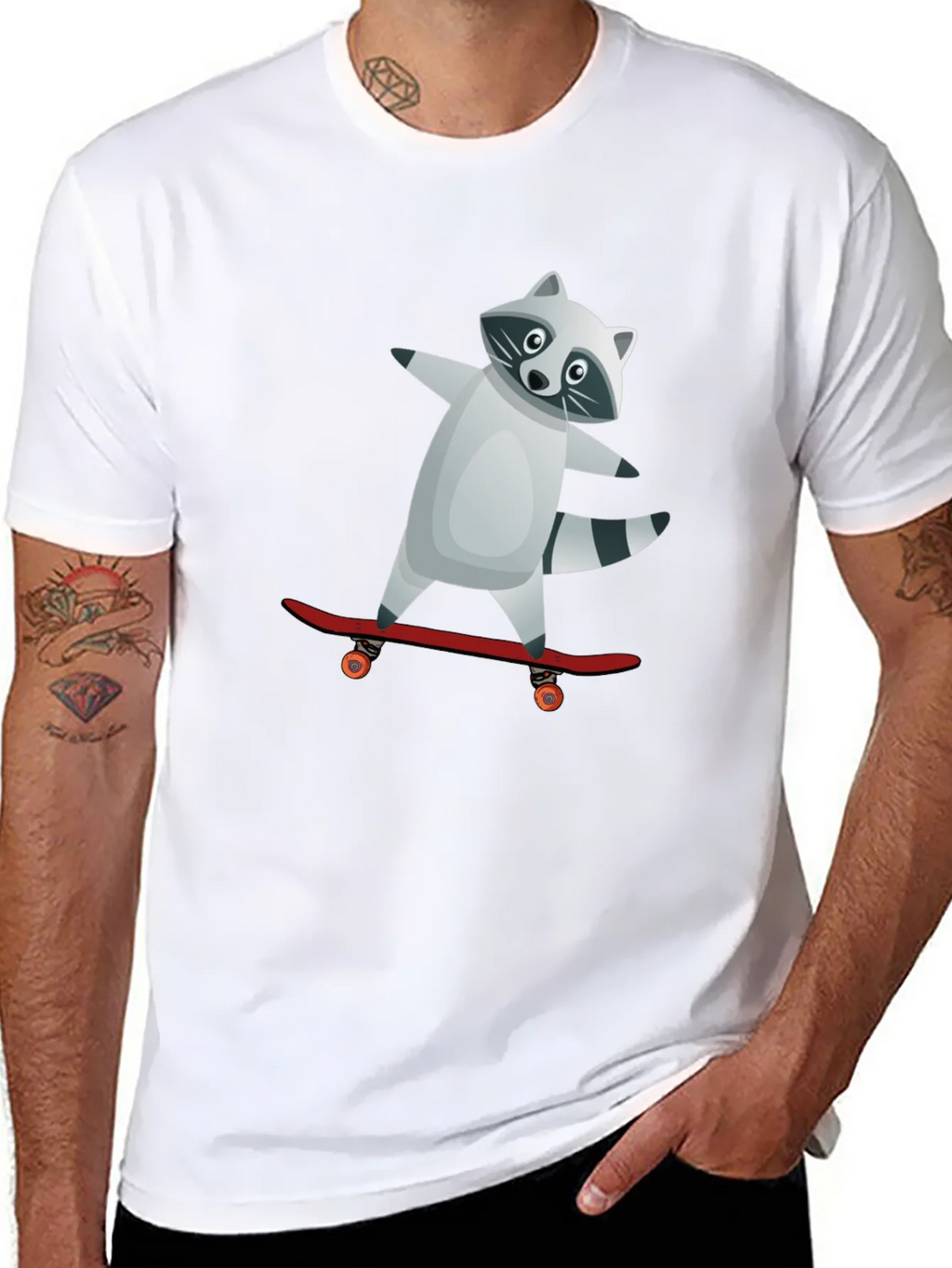 Raccoon Skateboarder Graphic Tee product image 7