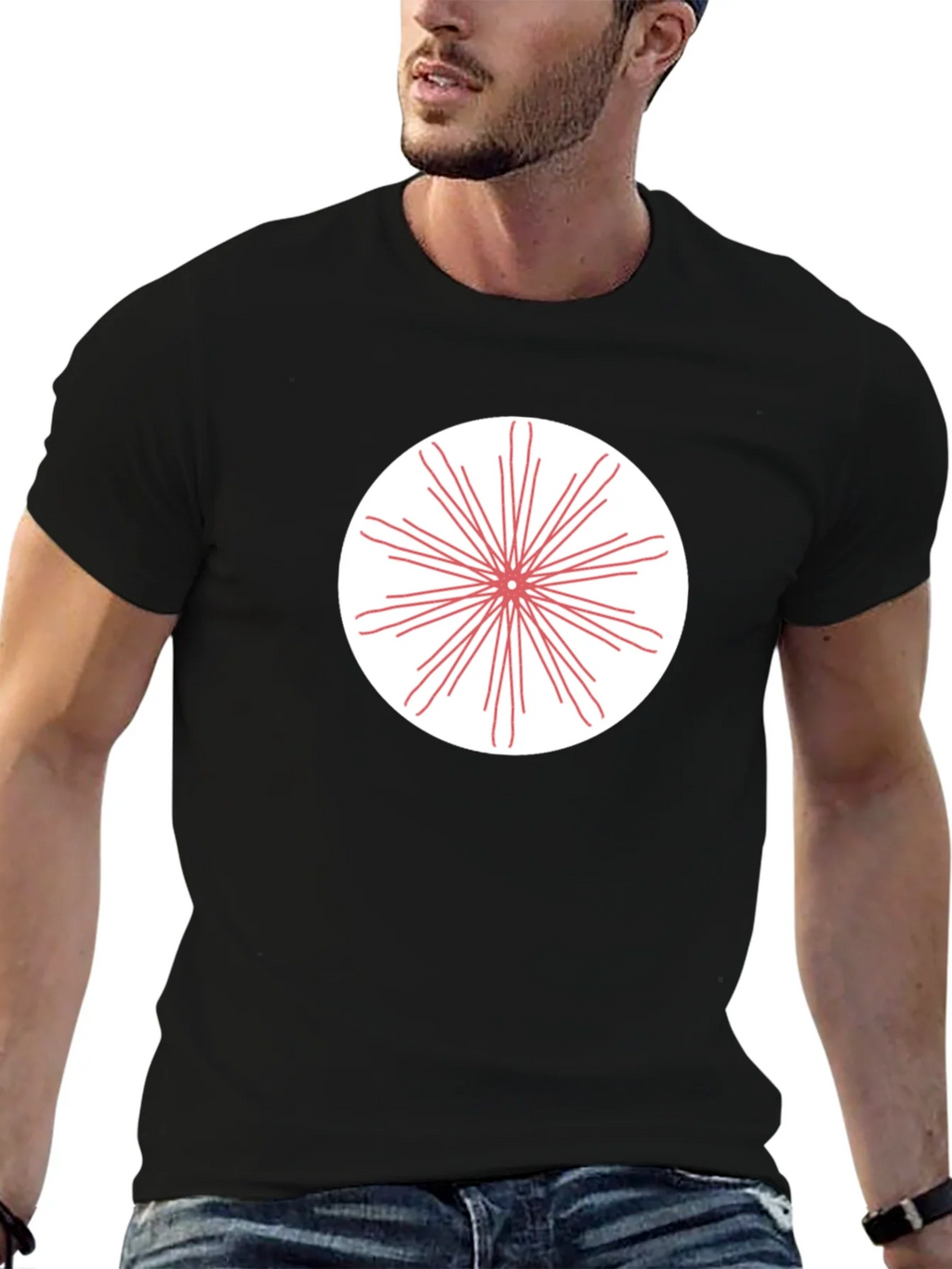Black T-Shirt with Radial Burst Graphic product image 6