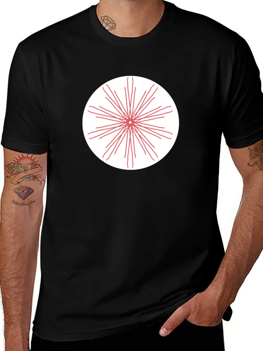 Black T-Shirt with Radial Burst Graphic product image 1