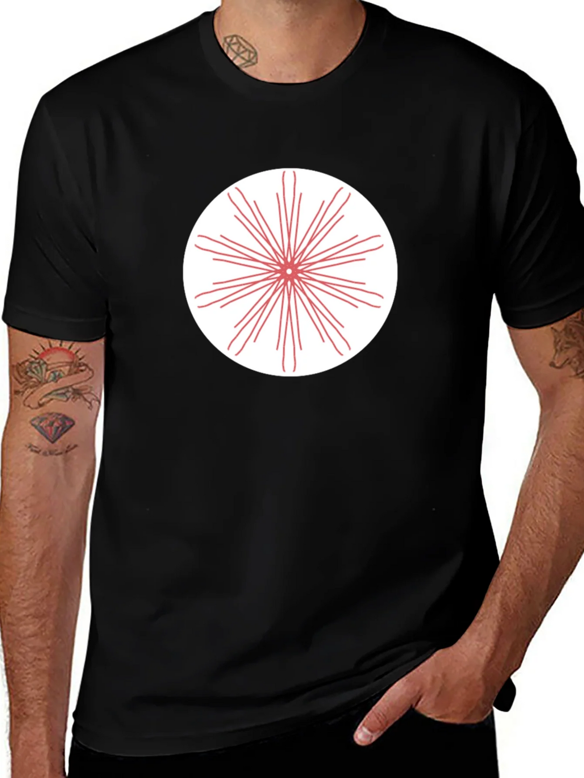 Black T-Shirt with Radial Burst Graphic product image 1
