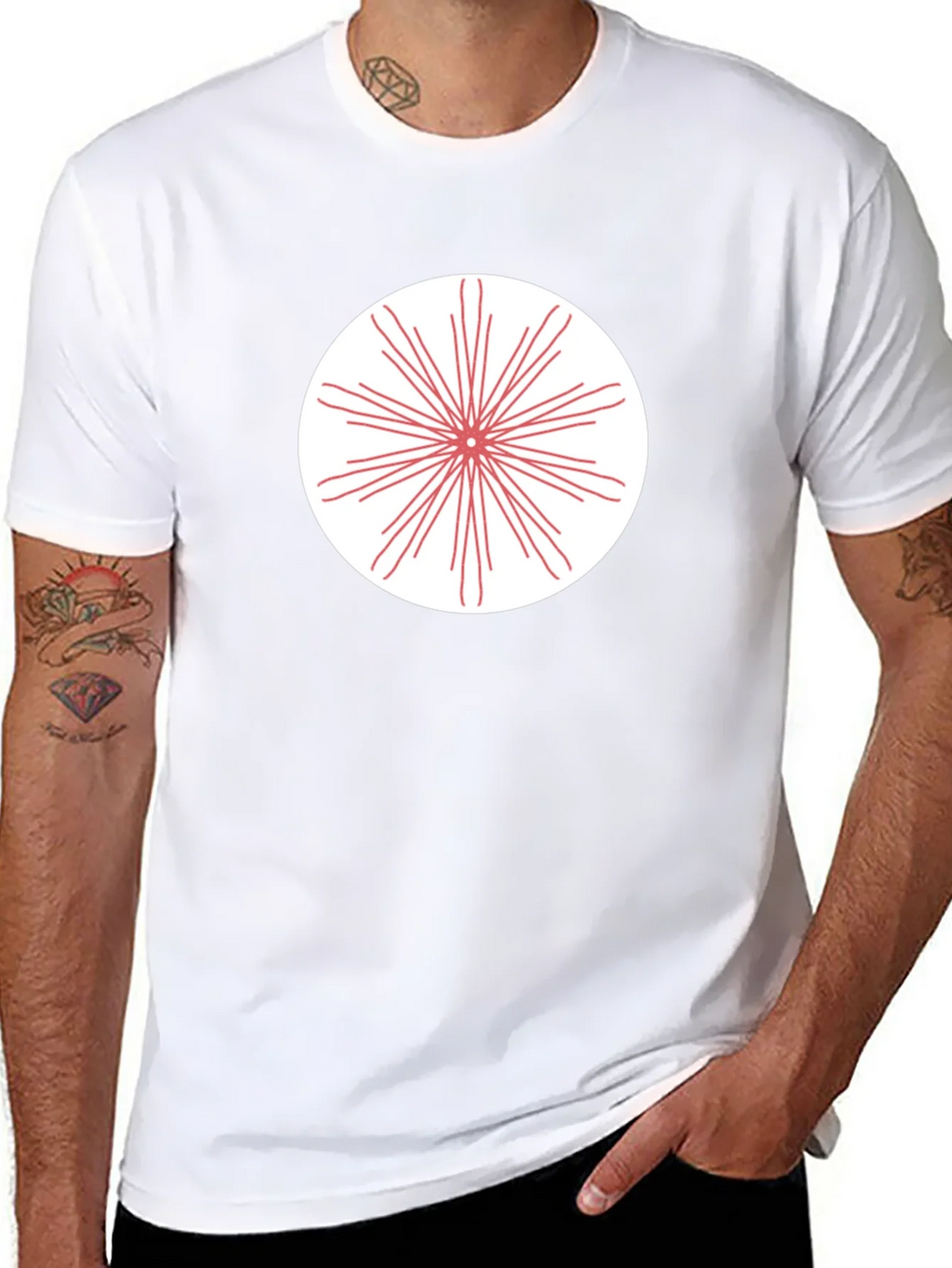 Black T-Shirt with Radial Burst Graphic product image 7