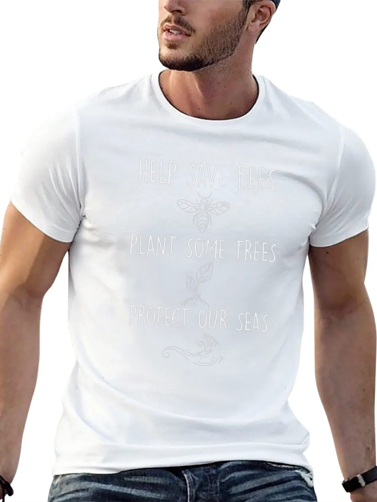 Eco-Friendly Graphic Tee: Save Bees Plant Trees product image 12