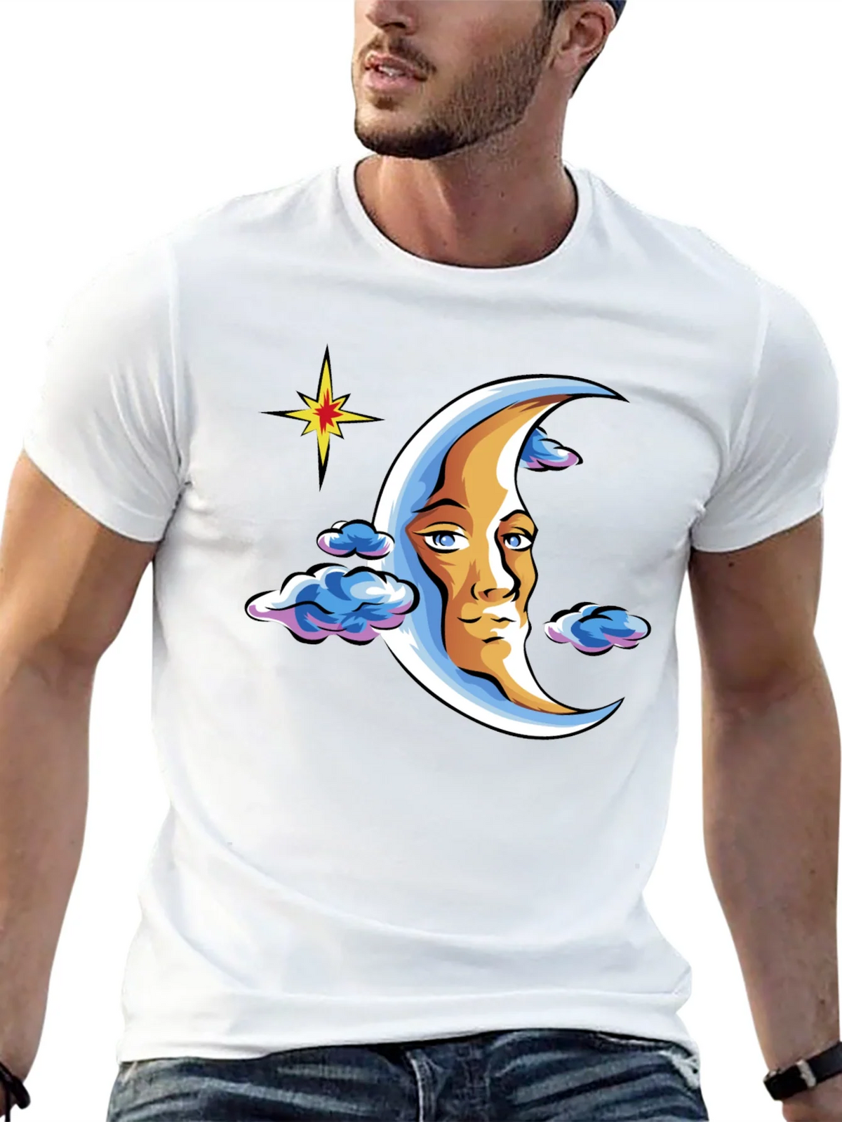 Moon Man Graphic T-Shirt - Black Crew Neck Tee product image 12