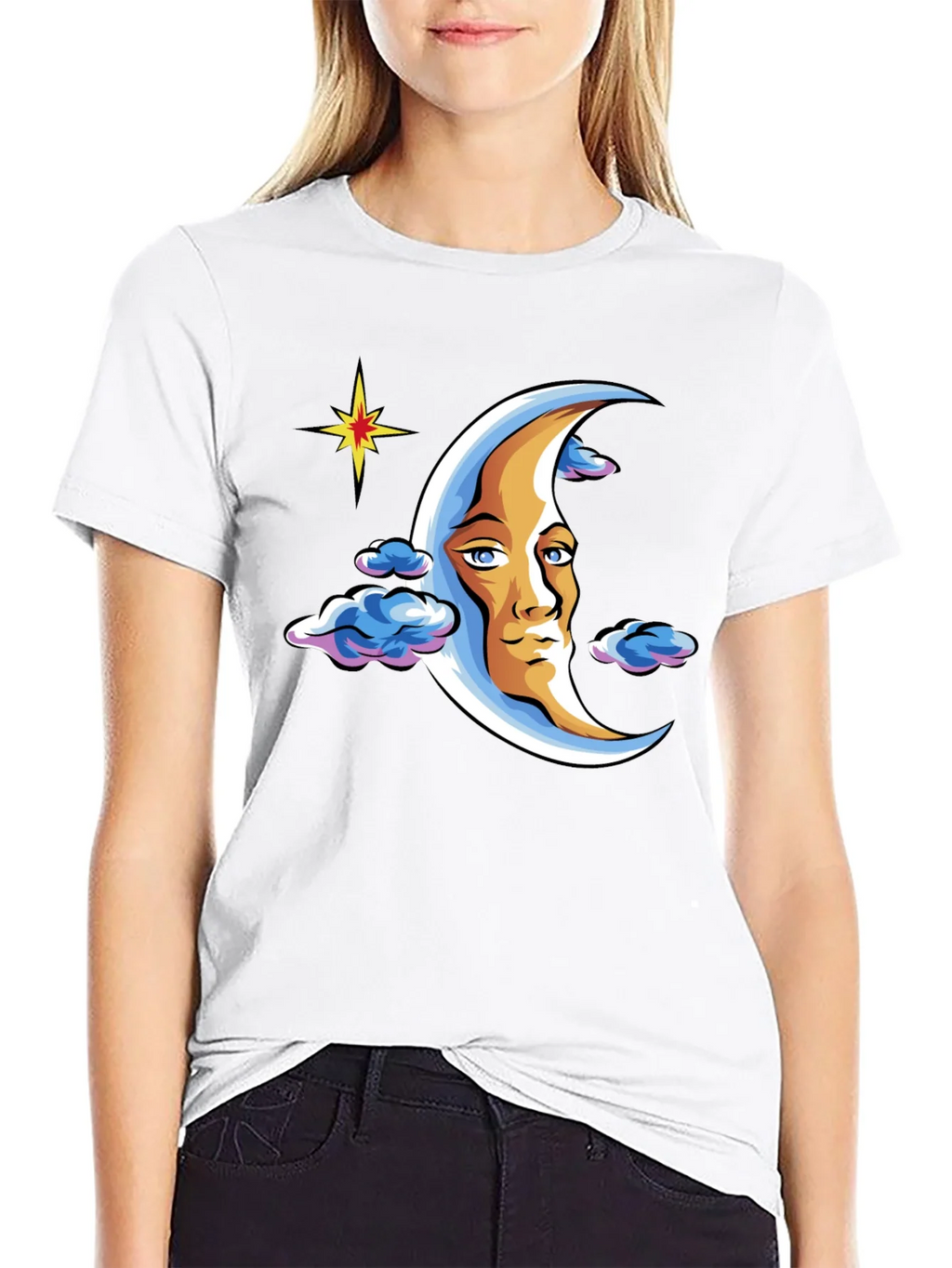 Moon Man Graphic T-Shirt - Black Crew Neck Tee product image 8