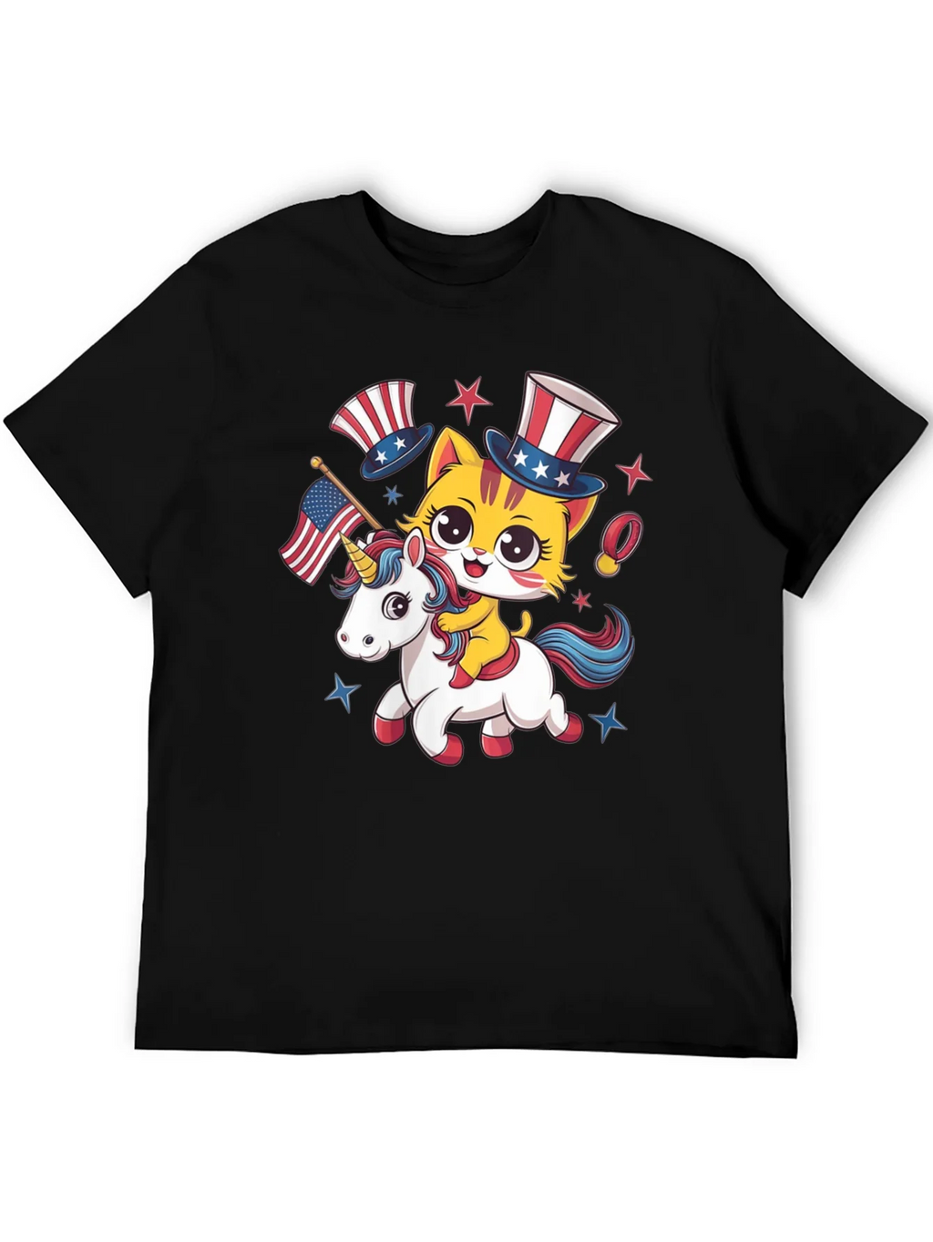 Patriotic Cat Riding Unicorn T-Shirt product image 5