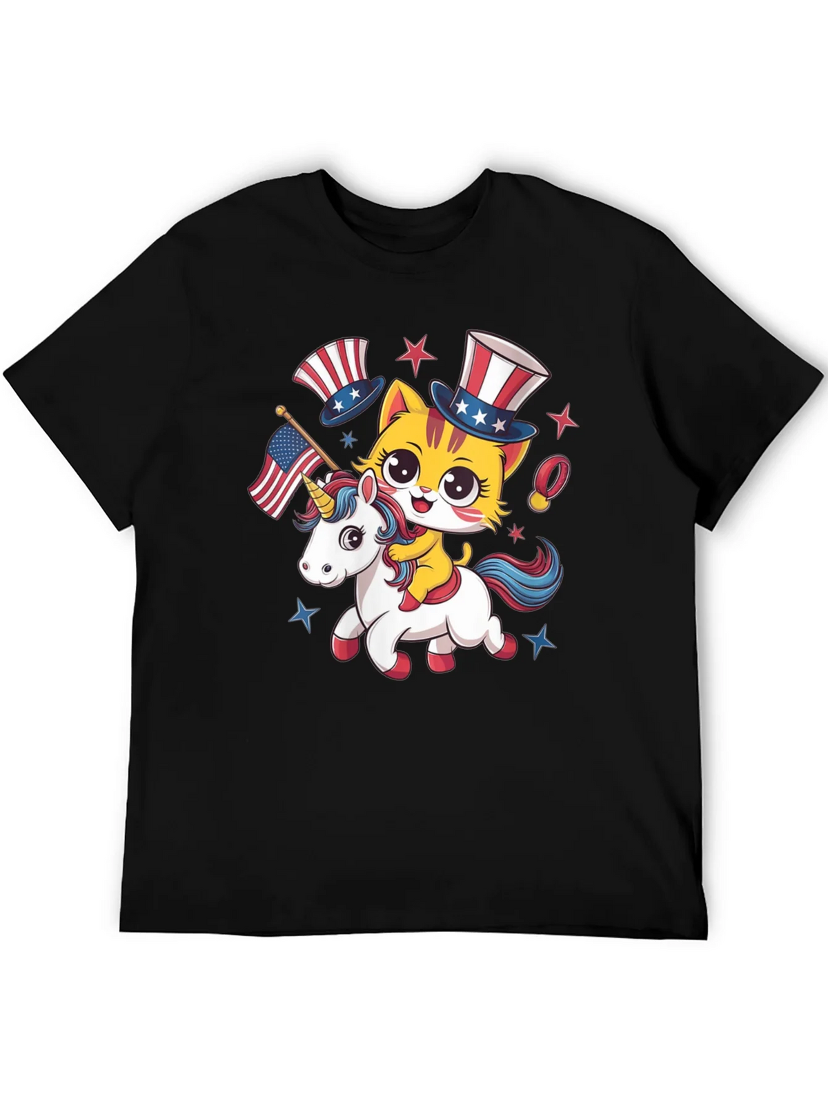 Patriotic Cat Riding Unicorn T-Shirt product image 5