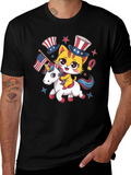 Patriotic Cat Riding Unicorn T-Shirt product image 1