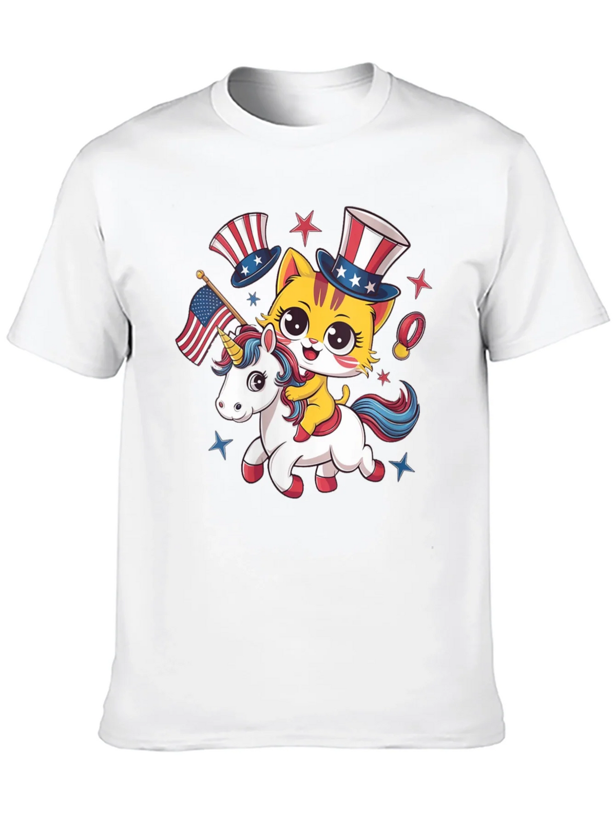 Patriotic Cat Riding Unicorn T-Shirt product image 9