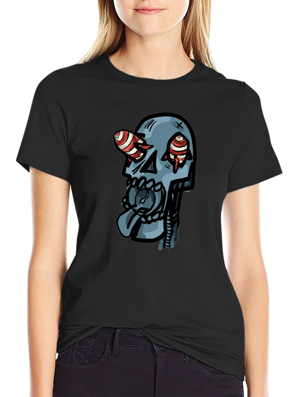 Skull Graphic Print Black T-Shirt product image 2