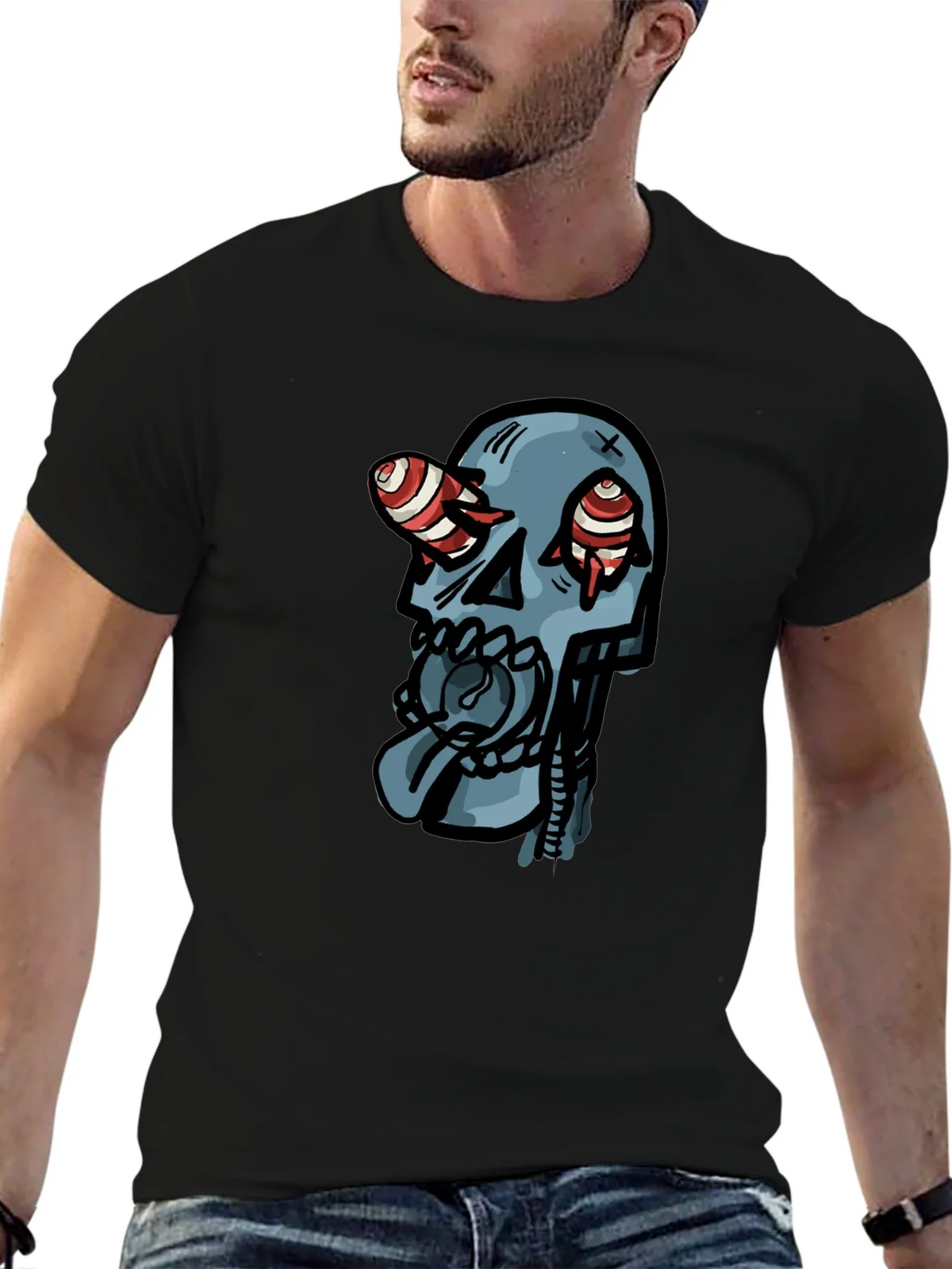 Skull Graphic Print Black T-Shirt product image 6