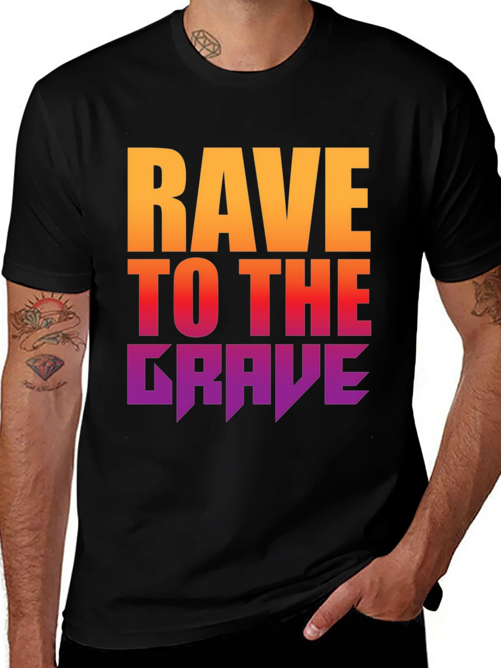 Rave to the Grave Graphic Tee - Bold Gradient Design product image 1