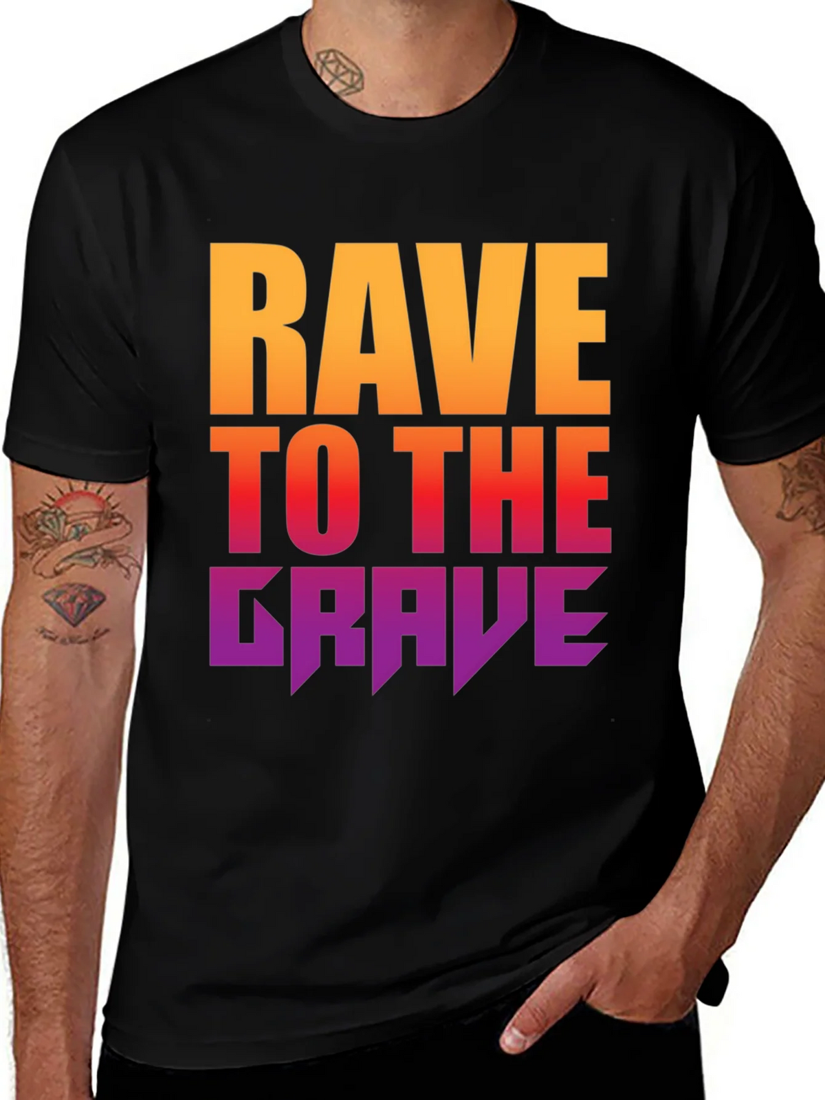 Rave to the Grave Graphic Tee - Bold Gradient Design product image 1