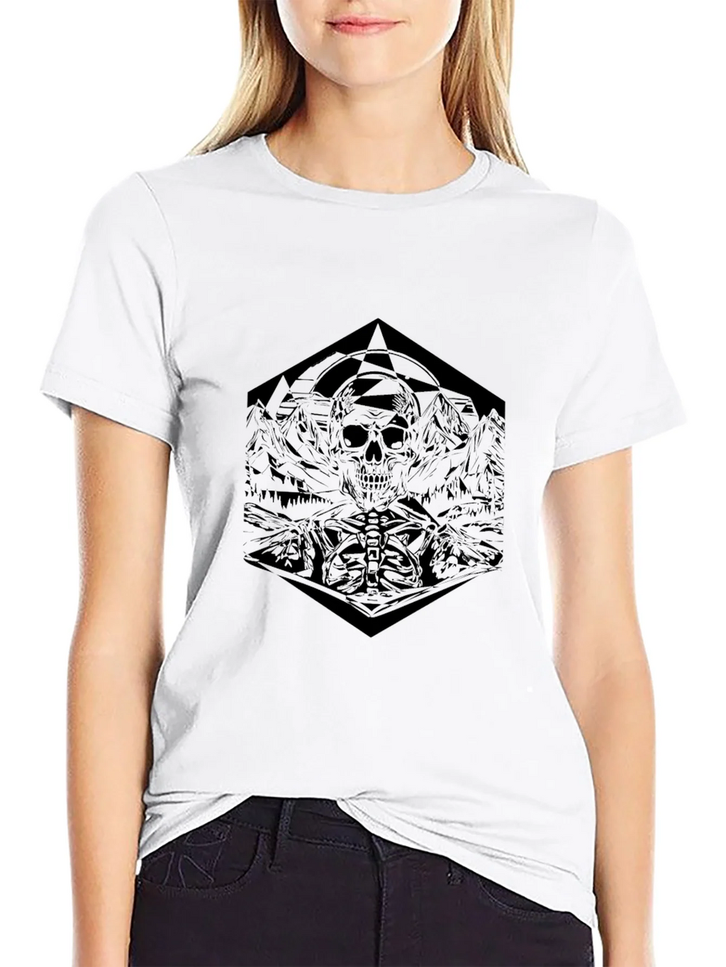 Geometric Skull Graphic Tee - Dark & Edgy Design product image 8