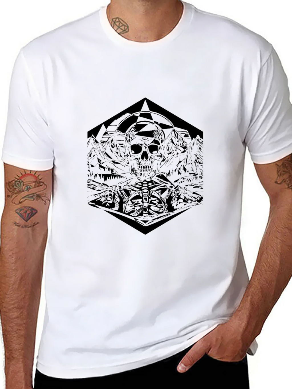Geometric Skull Graphic Tee - Dark & Edgy Design product image 7