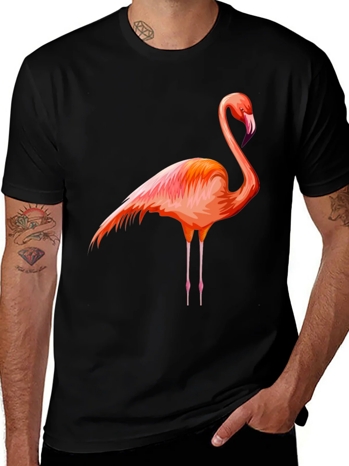 Flamingo Graphic Tee - Black Cotton Comfort product image 1