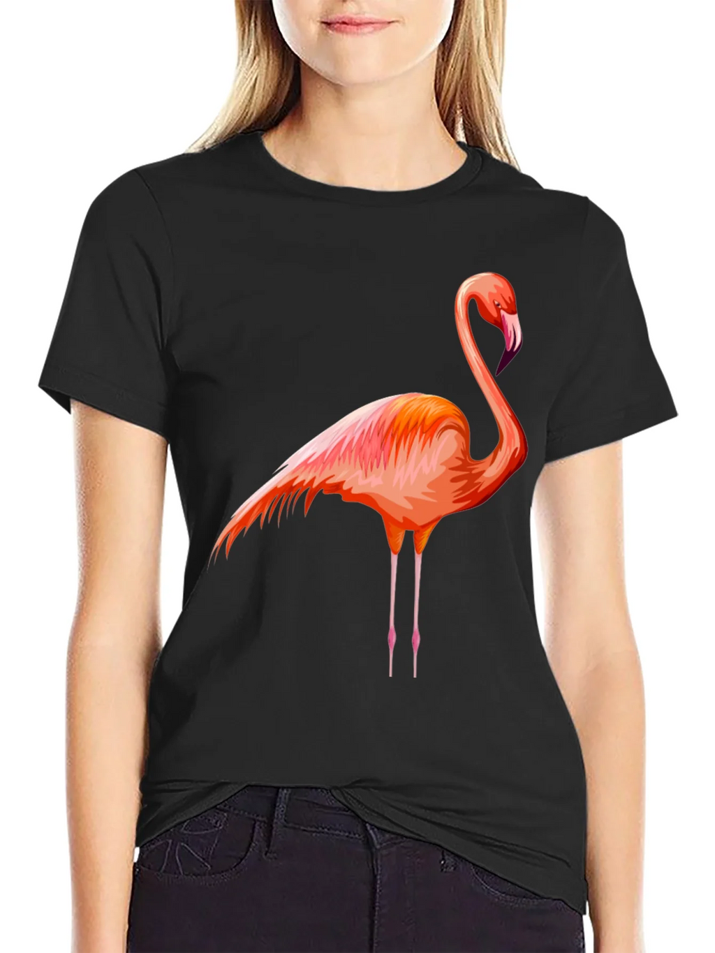 Flamingo Graphic Tee - Black Cotton Comfort product image 2