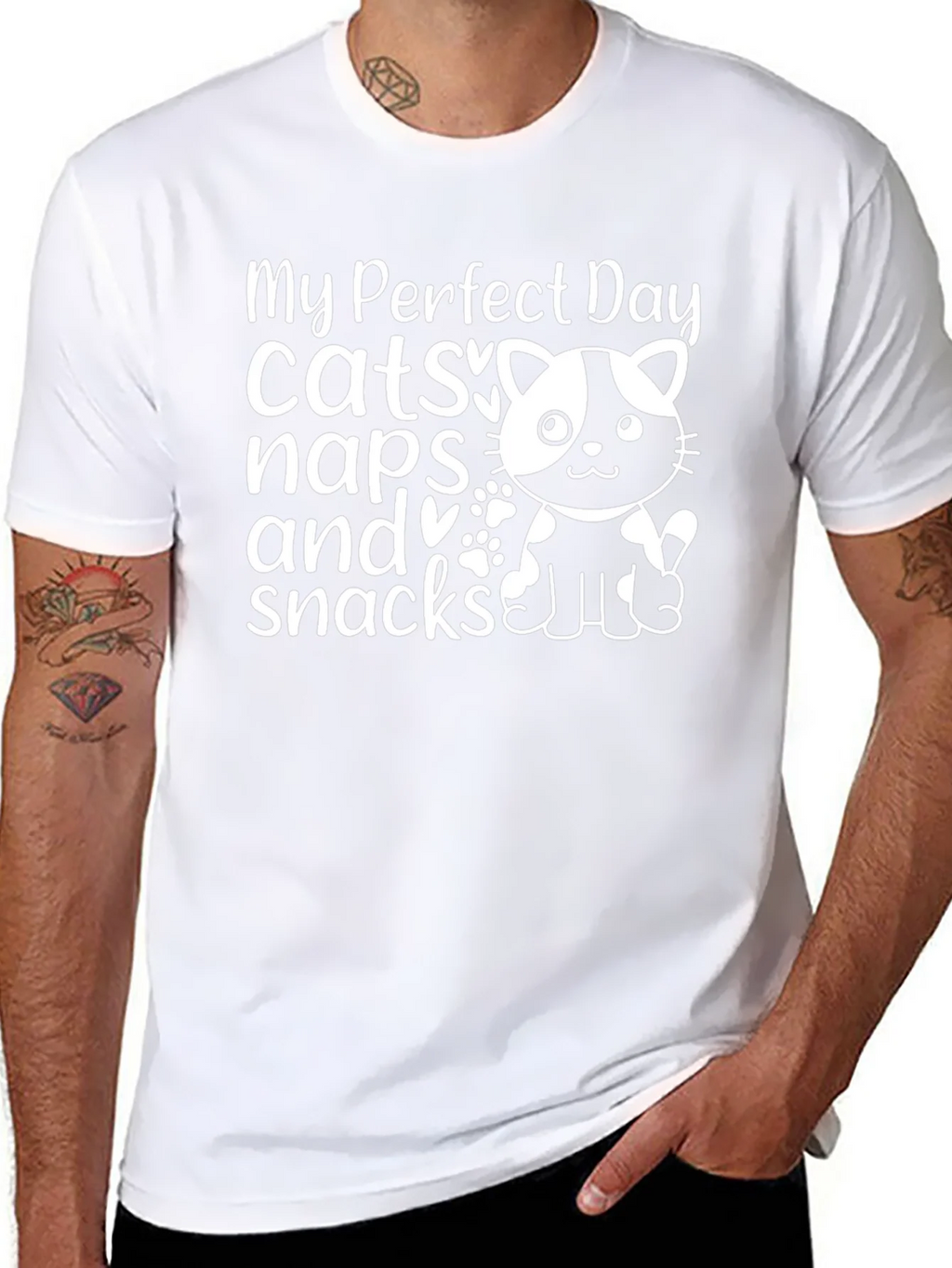 My Perfect Day Cats Naps & Snacks T-Shirt product image 7