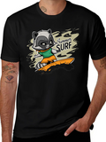 Raccoon Summer Surf Graphic T-Shirt product image 1