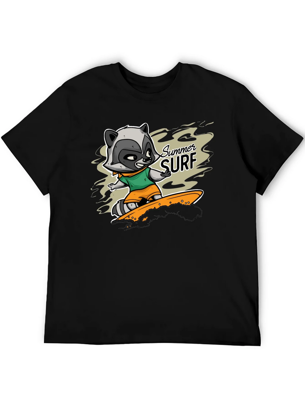 Raccoon Summer Surf Graphic T-Shirt product image 5