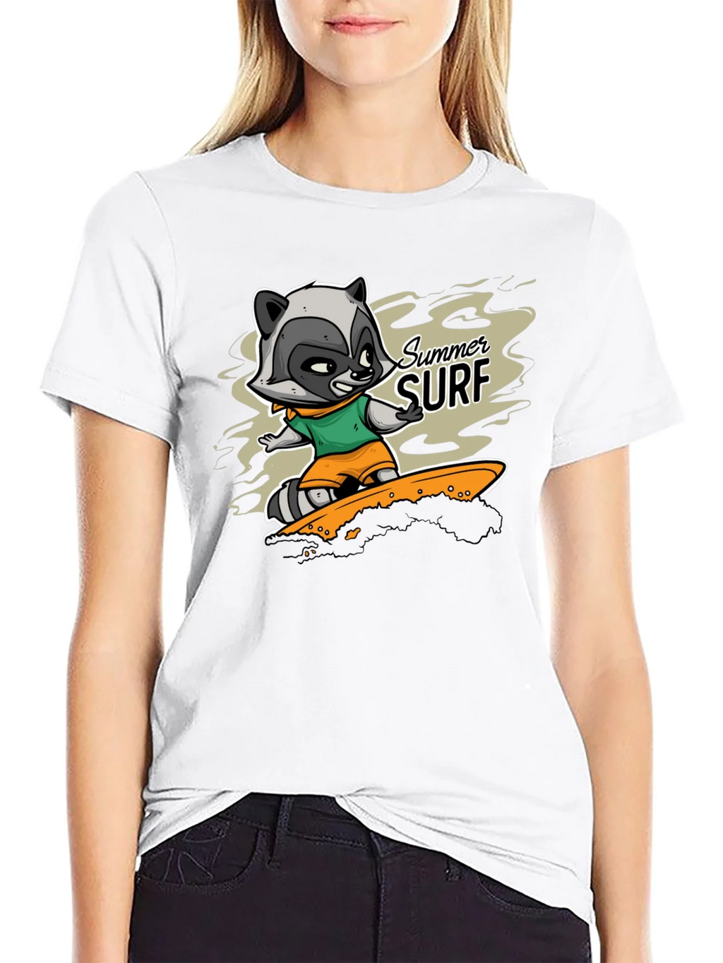 Raccoon Summer Surf Graphic T-Shirt product image 8