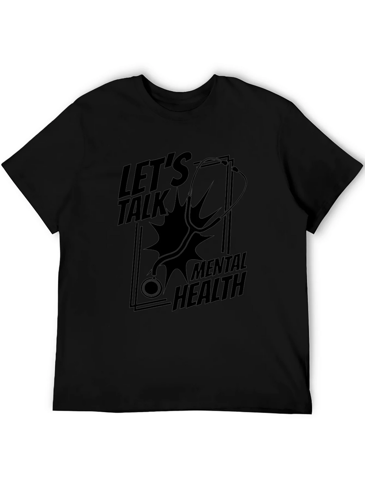 Lets Talk Mental Health Black Graphic T-Shirt product image 5
