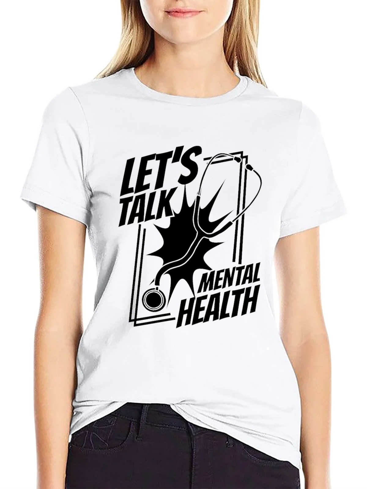 Lets Talk Mental Health Black Graphic T-Shirt product image 8