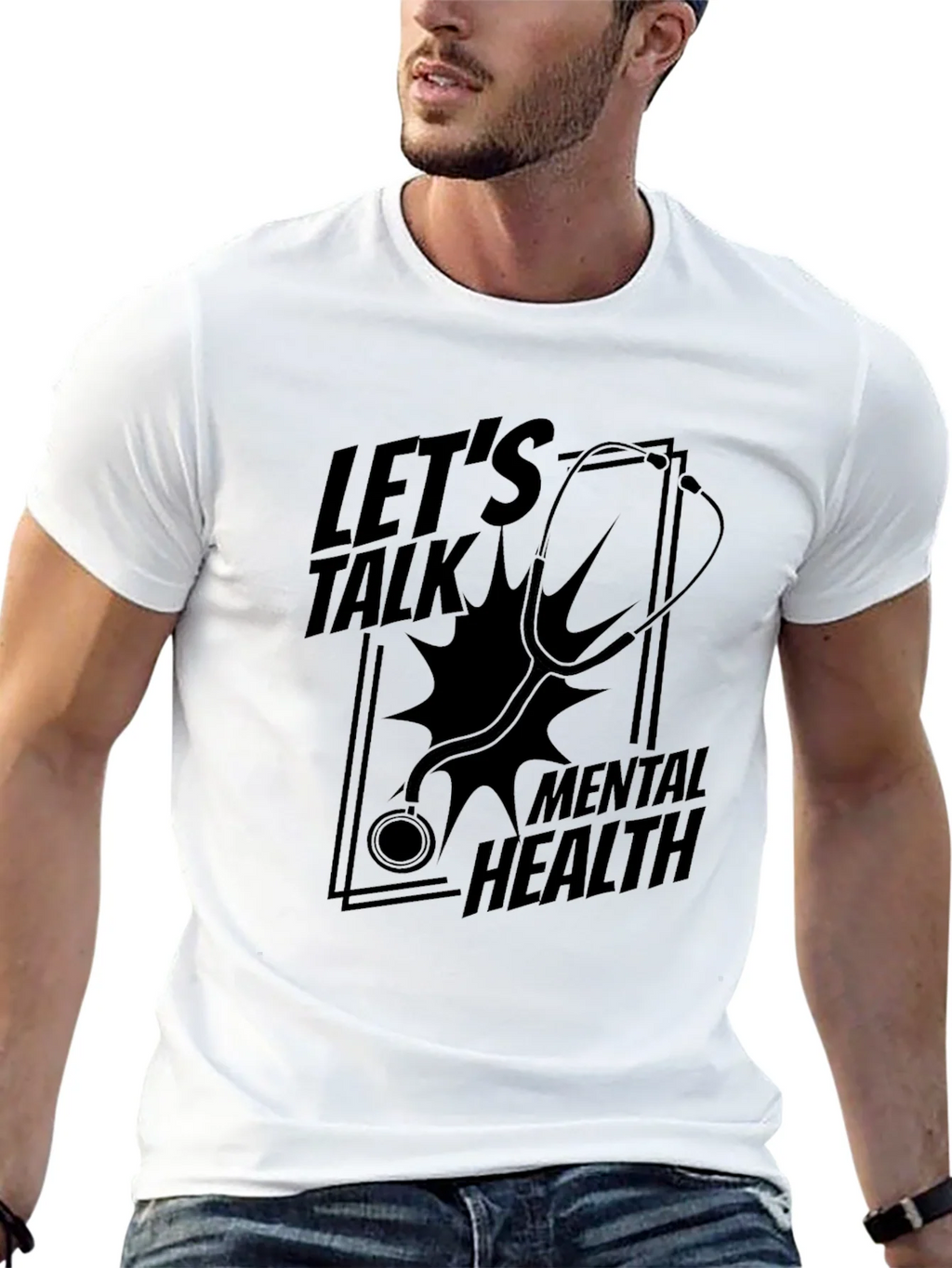 Lets Talk Mental Health Black Graphic T-Shirt product image 12