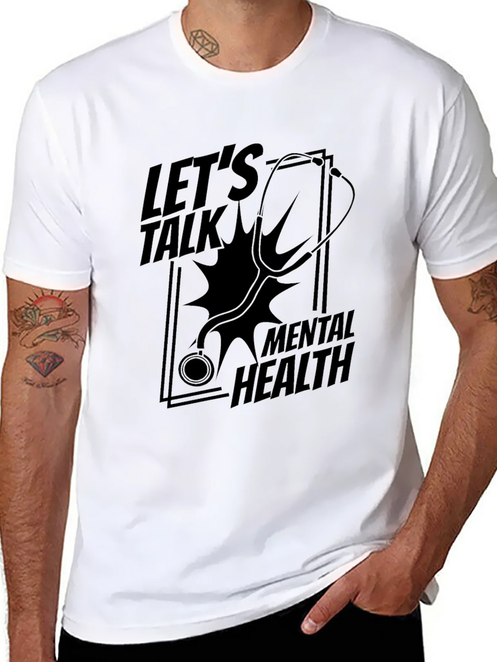 Lets Talk Mental Health Black Graphic T-Shirt product image 7