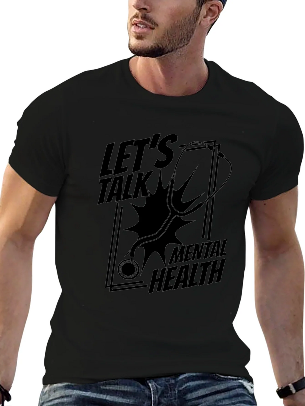 Lets Talk Mental Health Black Graphic T-Shirt product image 6