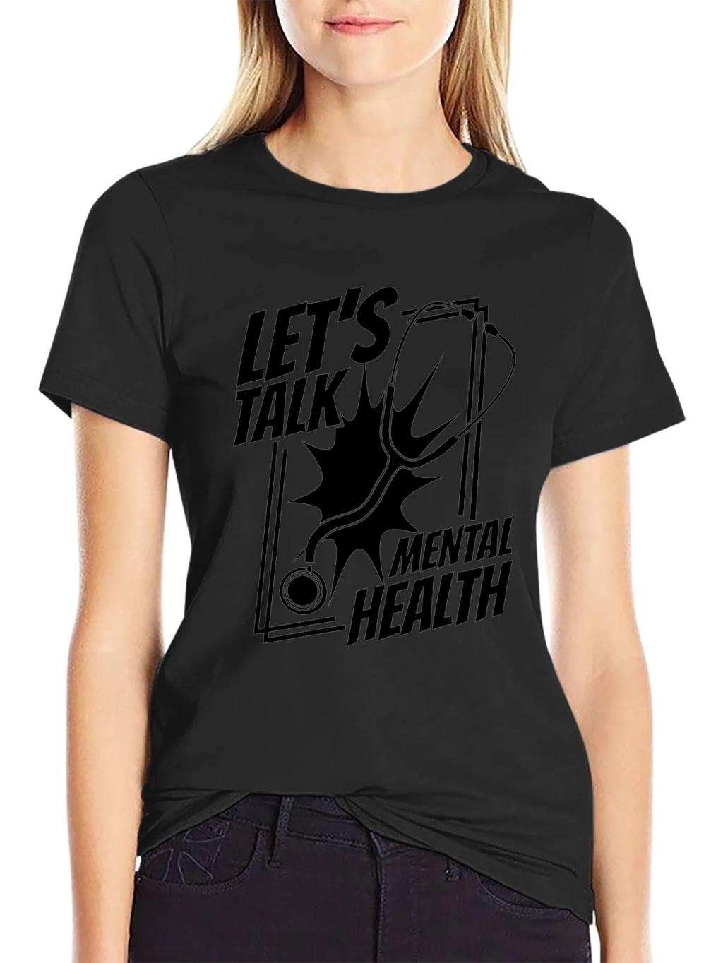 Lets Talk Mental Health Black Graphic T-Shirt product image 2