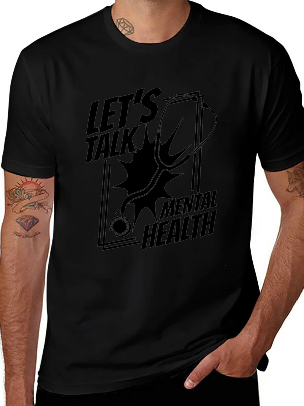 Lets Talk Mental Health Black Graphic T-Shirt product image 1